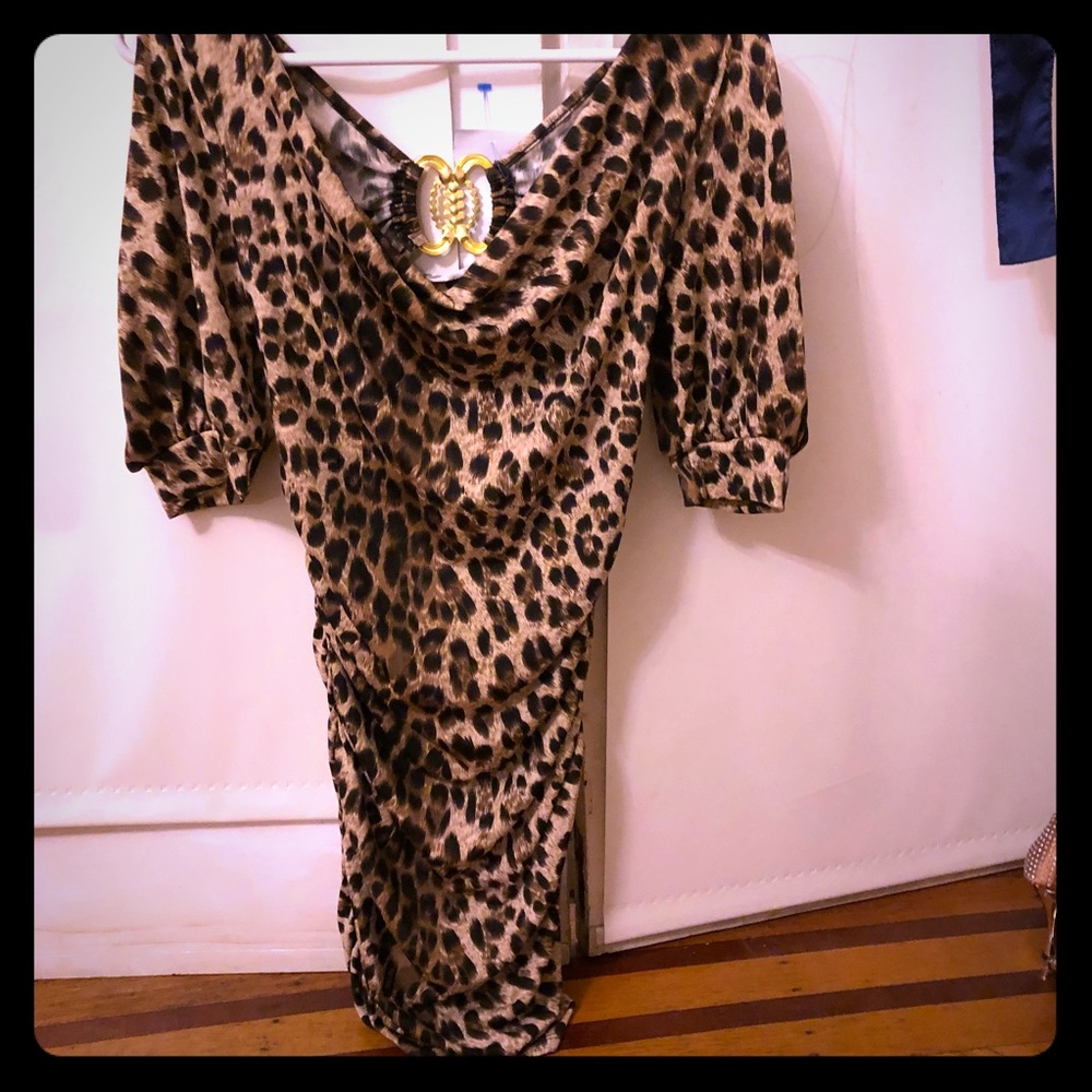 Leopard ruched dress/tunic